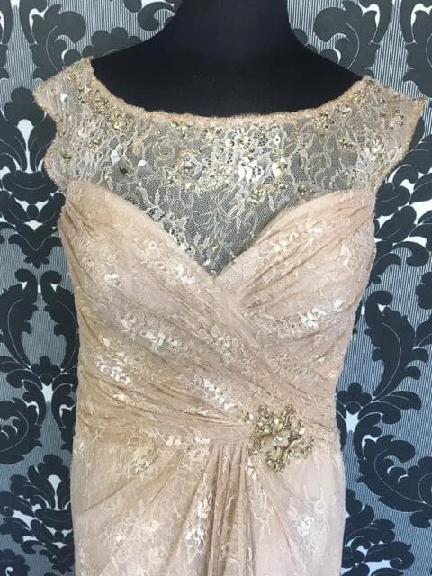 FORMAL/MOTHER'S DRESSES Size 14 Light Taupe Montage 115977 Floor Lace Sleeveless