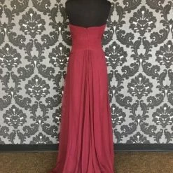Size 14 Wine Mon Cheri 211913 Floor Organza/Lace Strapless