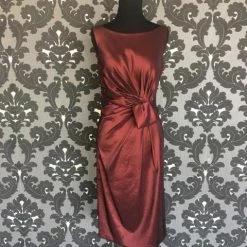 Size 14 Wine Social Occasions Cocktail Taffeta Sleeveless FORMAL DRESSES