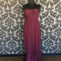 FORMAL/MOTHER'S DRESSES Size 16 Eggplant Lugo B259L Floor Silk One Shoulder