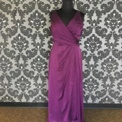 Size 18 Eggplant Belsoie L174052 Floor Chiffon Sleeveless FORMAL/MOTHER'S DRESSES