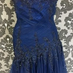 FORMAL/MOTHER'S DRESSES Size 18 Navy Rina Di Montella Floor Tulle & Lace Strapless