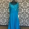 FORMAL/MOTHER'S DRESSES Size 18 Teal Rina Di Montella 1910 Floor Chiffon Half Sleeve