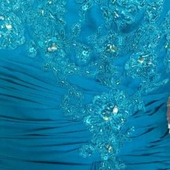FORMAL/MOTHER'S DRESSES Size 18 Teal Rina Di Montella 1910 Floor Chiffon Half Sleeve