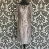 FORMAL/MOTHER'S DRESSES Size 4 Pewter Social Occasions Cocktail Lace 3/4 Length FORMAL DRESSES