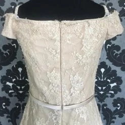 Size 6 Champagne Social Occasions Cocktail Lace Off The Shoulder FORMAL DRESSES