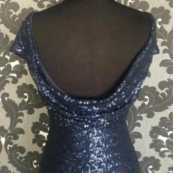 Size 6 Navy Bill Levkoff Sequin Floor Cap Sleeve