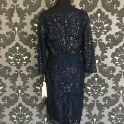 Size 6 Navy Social Occasionsi Cocktail Lace 3/4 Length FORMAL/MOTHER'S DRESSES