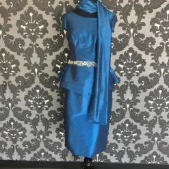 Size 6 Royal Blue Rina Di Montella Cocktail Taffeta Cap Sleeve FORMAL DRESSES