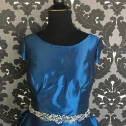 Size 6 Royal Blue Rina Di Montella Cocktail Taffeta Cap Sleeve FORMAL DRESSES