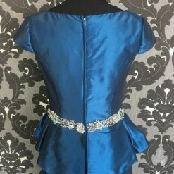 Size 6 Royal Blue Rina Di Montella Cocktail Taffeta Cap Sleeve FORMAL DRESSES