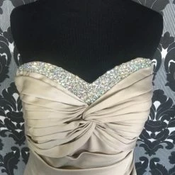 Size 8 Champagne LAFEMME Cocktail Satin Strapless FORMAL DRESSES FORMAL/MOTHER'S DRESSES