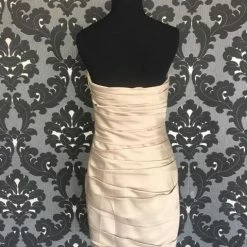 Size 8 Champagne LAFEMME Cocktail Satin Strapless FORMAL DRESSES FORMAL/MOTHER'S DRESSES