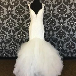 Size 8 Ivory Justin Alexander Tulle & Lace Fit & Flare Sweetheart WEDDING WEDDING DRESSES