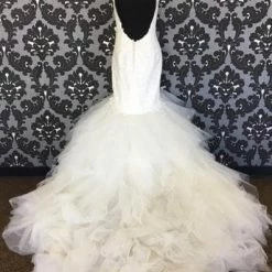 Size 8 Ivory Justin Alexander Tulle & Lace Fit & Flare Sweetheart WEDDING WEDDING DRESSES