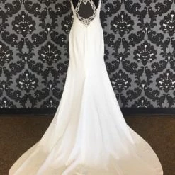 Size 8 Ivory Pronovias Jersey Highneck Sheath WEDDING DRESSES