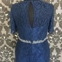 Size 8 Navy Social Occasions Cocktail Lace Short Sleeve FORMAL/MOTHER'S DRESSES