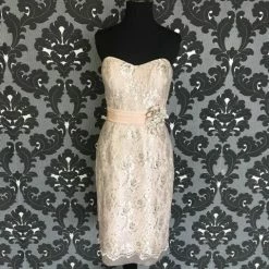 Size 8 Oyster Social Occasions Cocktail Lace Strapless FORMAL/MOTHER'S DRESSES
