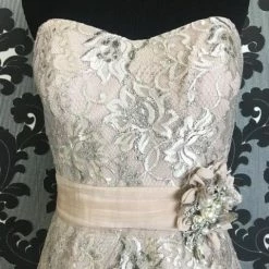 Size 8 Oyster Social Occasions Cocktail Lace Strapless FORMAL/MOTHER'S DRESSES