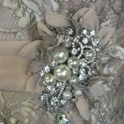 Size 8 Oyster Social Occasions Cocktail Lace Strapless FORMAL/MOTHER'S DRESSES