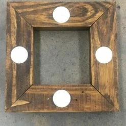 Shopsomethingblue DECOR Size 9.5" Brown Wood Square Tea Light Holder