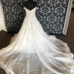 Something Blue WEDDING DRESSES Essense Of Australia D2379DM Ivory Size 14 AS IS HOLES THROUGHOUT LOOSE BEADS