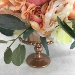 Something Blue Wedding Centerpiece Floral/Glass Vase Rose Gold/Blush/Ivory/Green CENTERPIECES DECOR