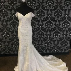 Something Blue Wedding Stella York Women's Wedding Dress Lace Ivory Size 14 Sheath
