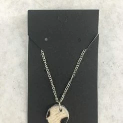 Something Blue Wedding Panache Black/Ivory Spotted Hide Silver Chain Pendant Necklace JEWELRY