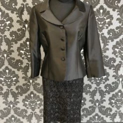 Something Blue Tahari Women's MOB Satin/Lace Black Size 10 Cocktail 3/4 Length FORMAL/MOTHER'S DRESSES