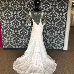 Something Blue WEDDING DRESSES Mori Lee Women's Wedding Dress Lace Ivory Size 6 Long Sleeve
