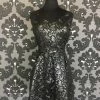Shopsomethingblue Size Large Silver/Black Damask Knee Sleeveless Dress FORMAL/MOTHER'S DRESSES