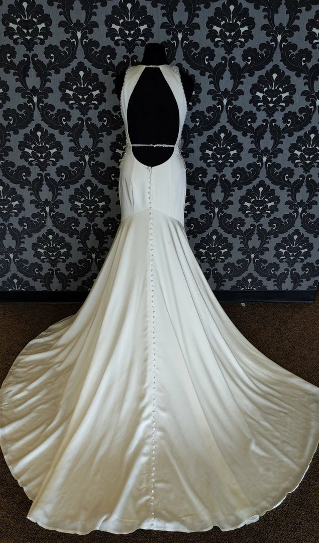 Something Blue WEDDING DRESSES Allure Bridal 9568 Size 12 Ivory Satin Highneck Fit & Flare 6 Something Blue WEDDING DRESSES Allure Bridal 9568 Size 12 Ivory Satin Highneck Fit & Flare