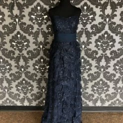 Something Blue Size 8 Navy Montage Floor Lace Strapless