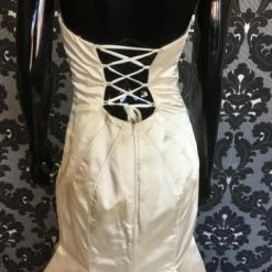 Something Blue Wedding Size 8 Ivory Satin Strapless Fit & Flare Sweetheart W/ Belt WEDDING DRESSES
