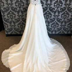 Something Blue Mori Lee Wedding Dress Chiffon/Beaded Ivory Size 2 Sleeveless WEDDING DRESSES