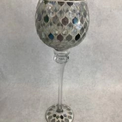 Something Blue Goblet Size 15.5" Glass Silver CANDLES DECOR