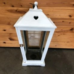Something Blue DECOR PICK UP ONLY - Lantern Size 15.5"x29" Wood White LANTERNS/BIRDCAGES