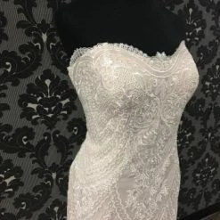 Something Blue Wedding Allure Bridal Women's Wedding Dress Lace Ivory/Champagne Sheath