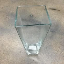 Something Blue Vase Size 15" Glass Clear Square VASES
