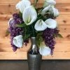 Something Blue DECOR 30" Purple, White And Green Floral Arrangement In Silver Vase