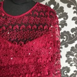 Something Blue Nox Formal Lace/Chiffon Burgundy Size 16 FORMAL/MOTHER'S DRESSES