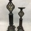 Something Blue Pillar Candle Holder Wood Bronze Size 2pc CANDLES DECOR
