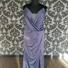 Something Blue Cinderella Divine 7489C Prom Dress Satin Smoke Blue Size 18 V-Neck Sheath NEW ARRIVALS