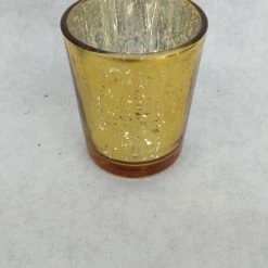 Something Blue Votive Holder Mercury Glass Gold Size 2.5