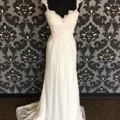 Something Blue Wedding Size 10 Ivory Ti Adora Lace Bodice Chiffon Pleated A-line Skirt WEDDING DRESSES