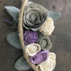 Something Blue Wedding Sola Flowers Wreath Jute/Floral Brown/Gray/Purple/Ivory/Silver Size 15" FLORAL DECOR