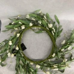 Something Blue Wreath Size 22" Foam/Greenery Green/white FLORAL DECOR