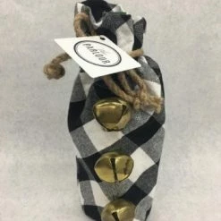 Something Blue Wedding Cloth Checkered Wine Bag W/ Bells Black/White THE PARLOUR