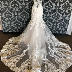 Something Blue WEDDING DRESSES Allure Bridal 3115 Lace Champagne/Ivory AS IS Pinholes & Missing Buttons